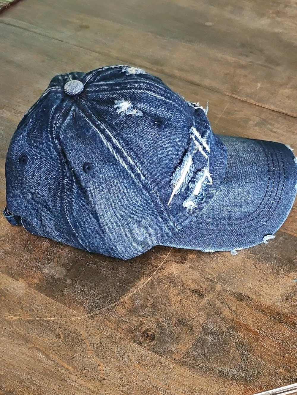 NWT Denim Distressed Baseball Cap